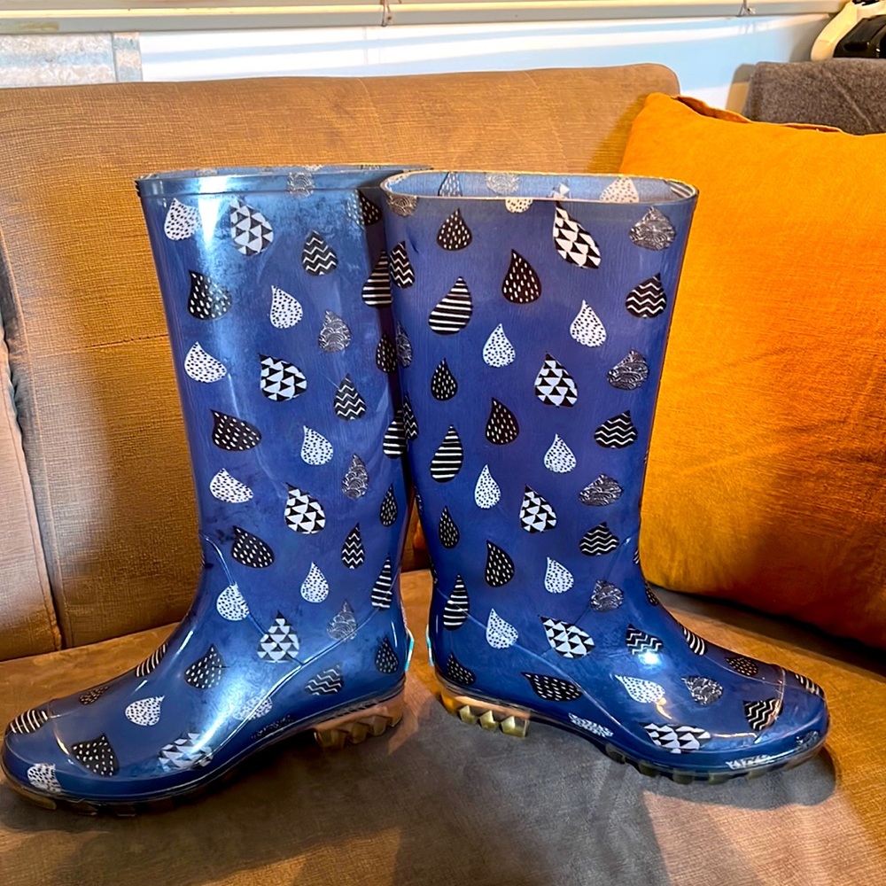 Toms Blue Raindrop Rain Boots